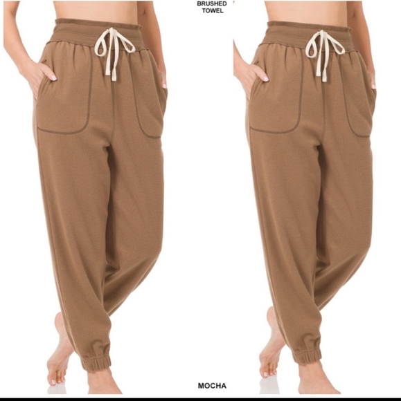 Pants - New mocha brushed towel joggers